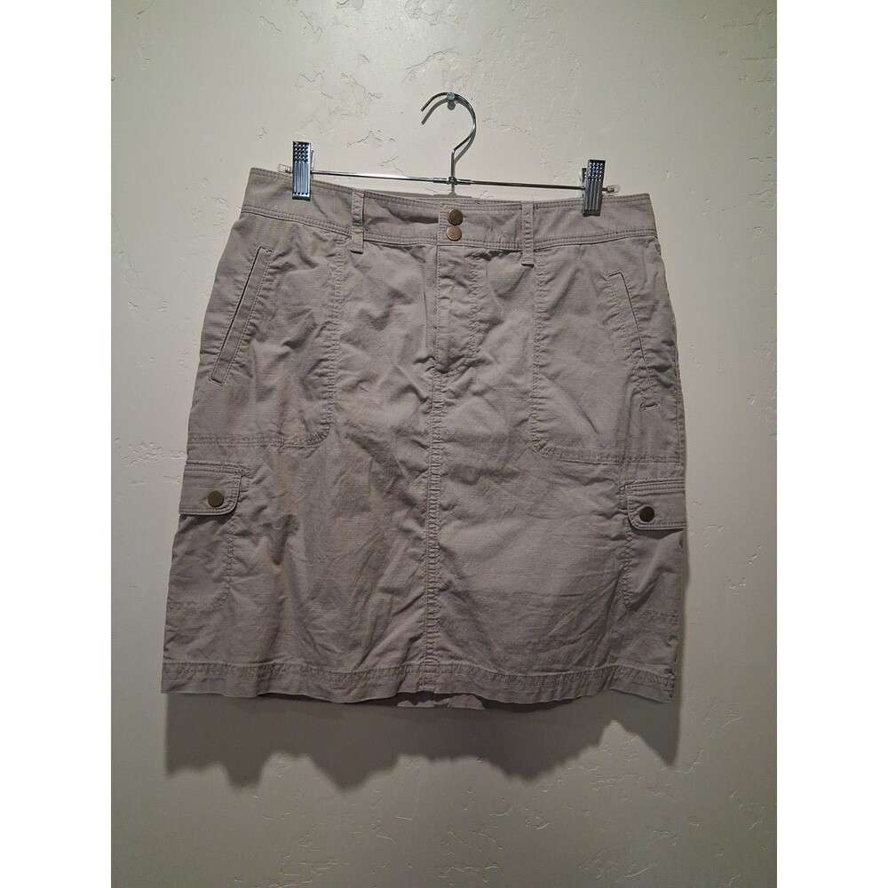 LL Bean Wmn's Sz 8 Favorite Fit Cargo Khaki Rip Stop Skirt Granola Girl Gorpcore